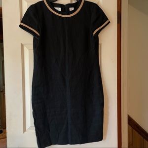 Liz Claiborne Black Linen Tan Trim Dress